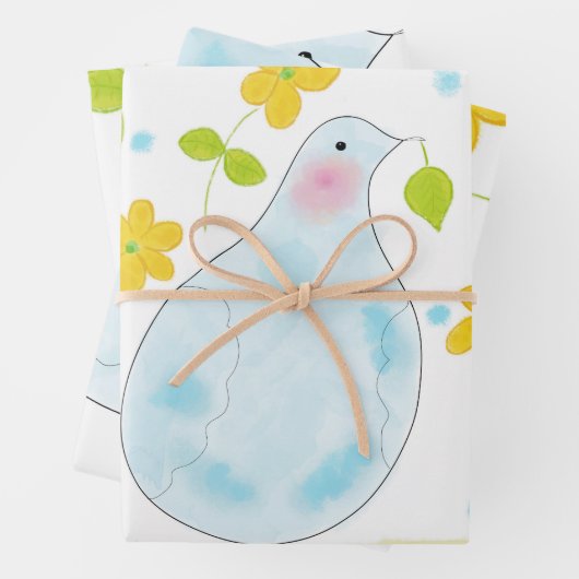 White and yellow peace Dove ラッピングペーパーシート (インサイチュ)