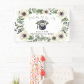 White Anemone Eucalyptus Watercolor Graduation Cap 横断幕 (インサイチュ)