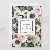 White Anemone on Emerald Green日付を保存 招待状 (正面)