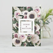 White Anemone on Emerald Green日付を保存 招待状 (スタンド正面)