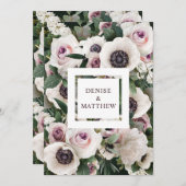 White Anemone on Emerald Green日付を保存 招待状 (正面/裏面)