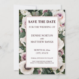 White Anemone on Emerald Green日付を保存 招待状