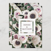 White Anemone on True Black日付Inviを保存 招待状 (正面/裏面)