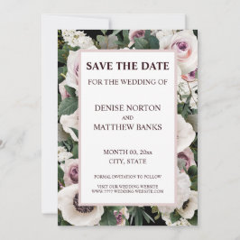 White Anemone on True Black日付Inviを保存 招待状