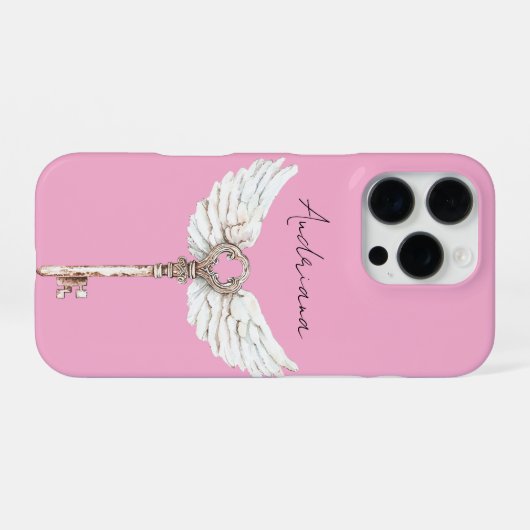 White Angel Feathers Key iPhoneケース (裏面横)