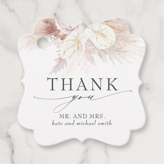 White Anthurium Flowers 結婚's Thank You フェイバータグ (正面)