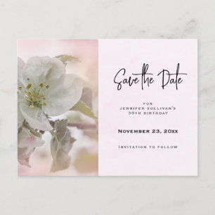 White Apple Blossom Photos Save the Date インビテーションポストカード