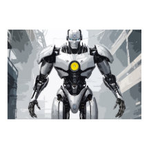 White Armored Cyborg Mecha Sci-Fi Comic Art