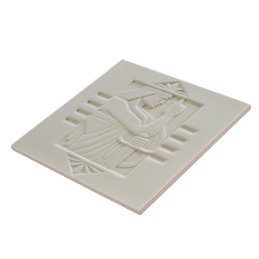 White Art Deco Design Ceramic Tile タイル (側面)