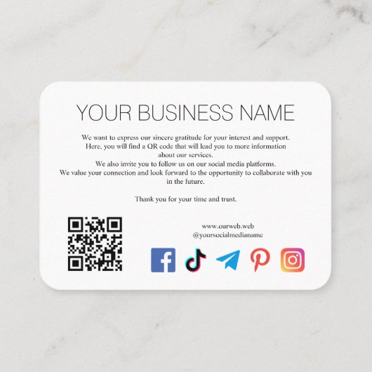 White Artisan Biz Modern Design QR & Social 名刺 (裏面)