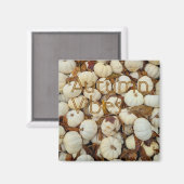 White Autumn Vibes Monogram Pumpkin Magnet マグネット (正面/裏面)