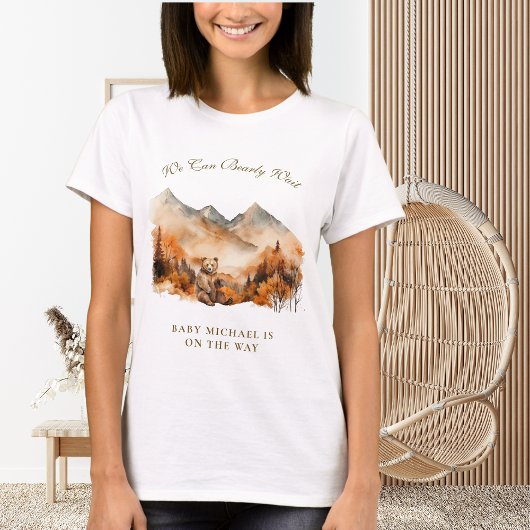 White Autumn Woodland Bear Cub We Can Bearly Wait Tシャツ