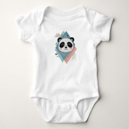 White Baby Bodysuit with Cute Panda ベビーボディスーツ