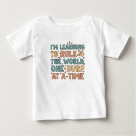 White Baby T-Shirt with Funny Phrase in Cotton ベビーTシャツ