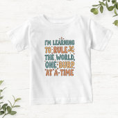 White Baby T-Shirt with Funny Phrase in Cotton ベビーTシャツ