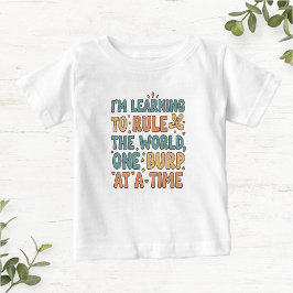 White Baby T-Shirt with Funny Phrase in Cotton ベビーTシャツ
