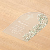 White Baby's Breath Arch Confirmation アクリル招待状 (レイダウン)