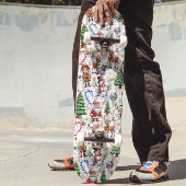 White Background Christmas Decorative Pattern スケートボード