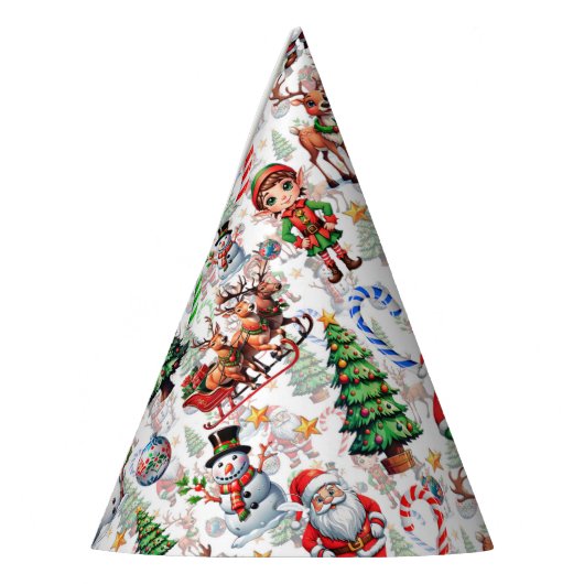 White Background Christmas Decorative Pattern パーティーハット (左)