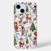 White Background Christmas Decorative Pattern Case-Mate iPhoneケース (裏面)