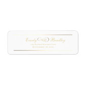 White Background Gold Script Elegant Address ラベル (正面)