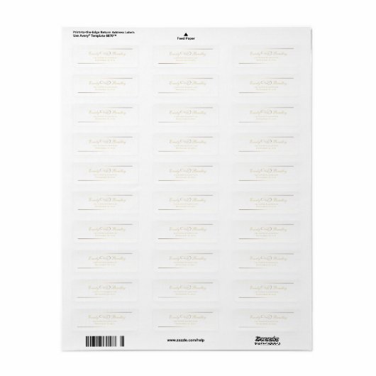 White Background Gold Script Elegant Address ラベル (フルシート)