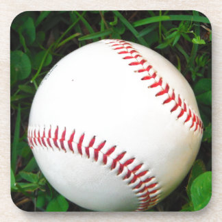 White Baseball with Red Stitching コースター