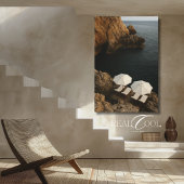 White Beach Chairs Coastal Cliff Scene キャンバスプリント