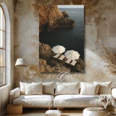 White Beach Chairs Coastal Cliff Scene キャンバスプリント