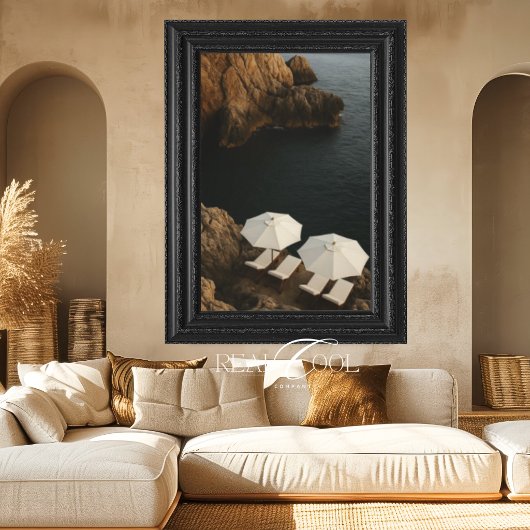 White Beach Chairs Coastal Cliff Scene キャンバスプリント