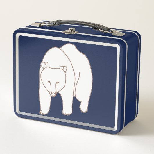 White Bear Drawing Lunch Boxes メタルランチボックス (正面)