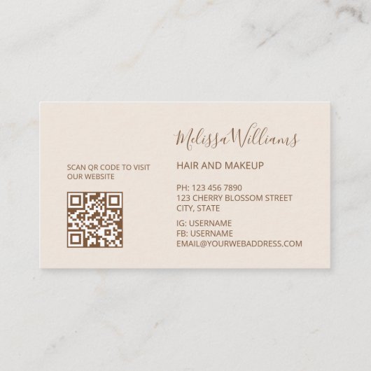 White Beige 3D Flowers Initials 名刺 (裏面)