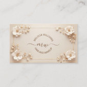 White Beige 3D Flowers Initials 名刺 (正面)