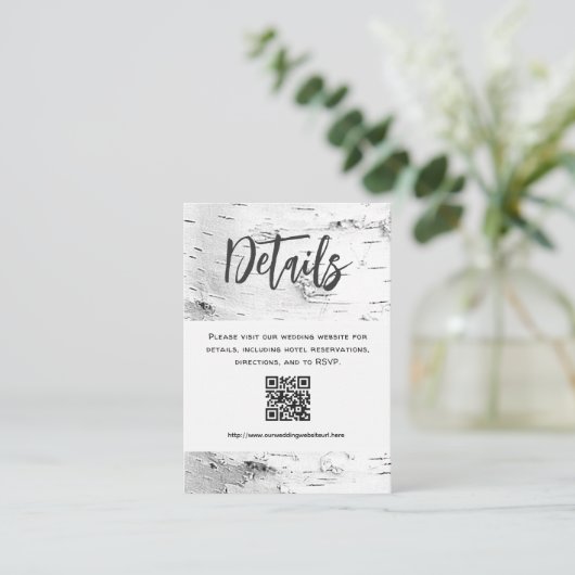 White Birch Details QR code Wedding Enclosure エンクロージャーカード (スタンド正面)