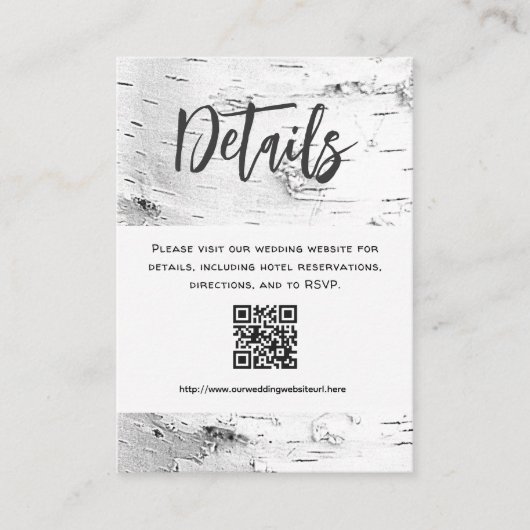 White Birch Details QR code Wedding Enclosure エンクロージャーカード (正面)