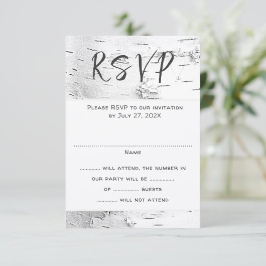 White Birch Wedding RSVP Guest Count Enclosure (スタンド正面)