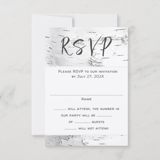 White Birch Wedding RSVP Guest Count Enclosure (正面)