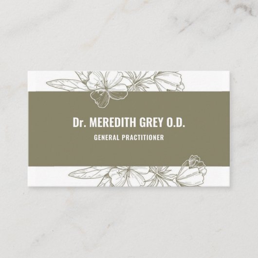 White Black Aesthetic Dark Sage Green Fancy  名刺 (正面)