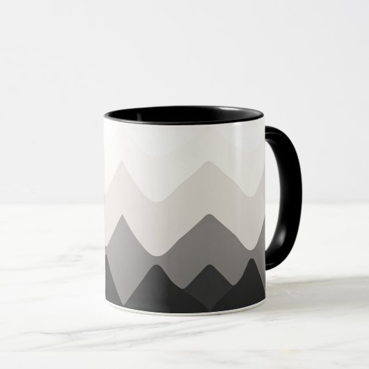 White Black and Gray mug マグカップ (正面右)