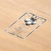 White Black Balls Snowflakes Company Christmas アクリル招待状 (レイダウン)