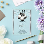 White Black Balls Snowflakes Company Christmas アクリル招待状 (インサイチュ (ウェディング))