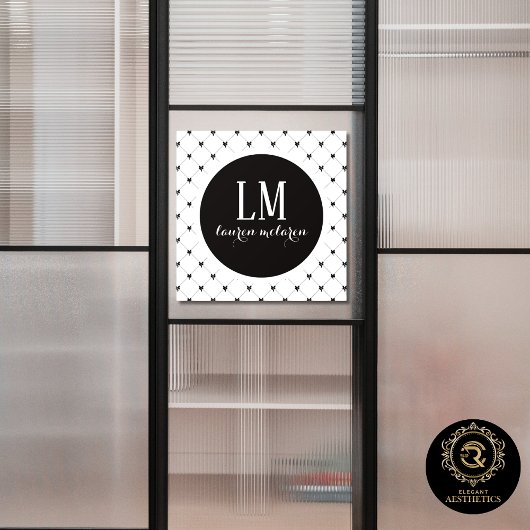 White & Black Bow Monogram ウィンドウサイン