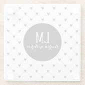 White & Black Bow Monogram ガラスコースター (裏面)