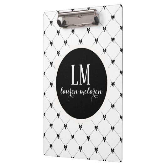 White & Black Bow Monogram クリップボード (左)