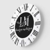 White & Black Bow Monogram ラージ壁時計 (傾斜)