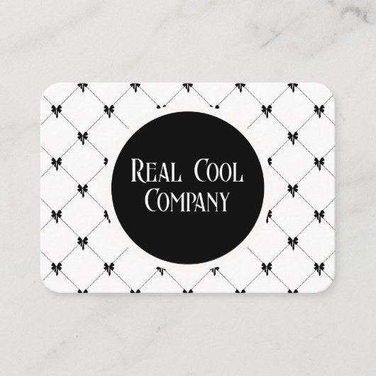 White & Black Bow Monogram Business Card 名刺 (正面)