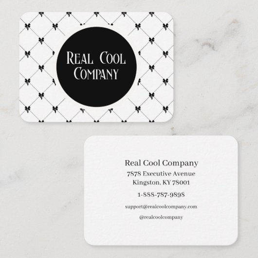 White & Black Bow Monogram Business Card 名刺 (正面/裏面)