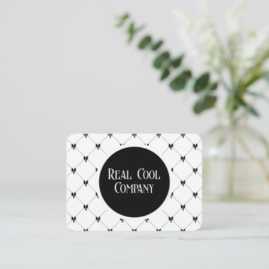 White & Black Bow Monogram Business Card 名刺 (スタンド正面)