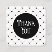 White & Black Bow Monogram Thank You Card エンクロージャーカード (正面)