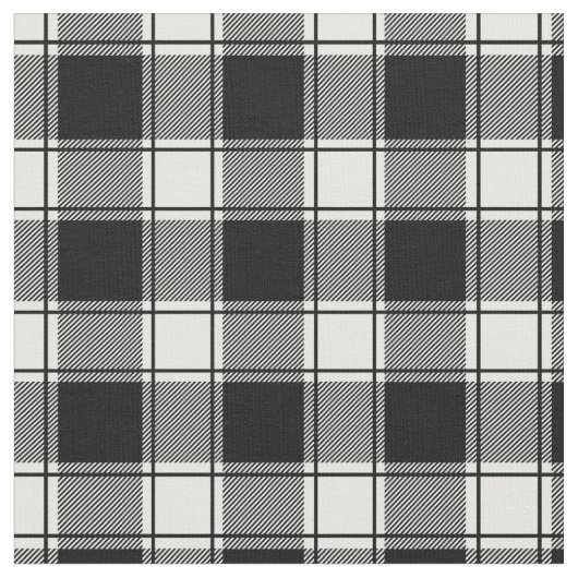 White & Black Buffalo Plaid ファブリック (クローズアップ)
